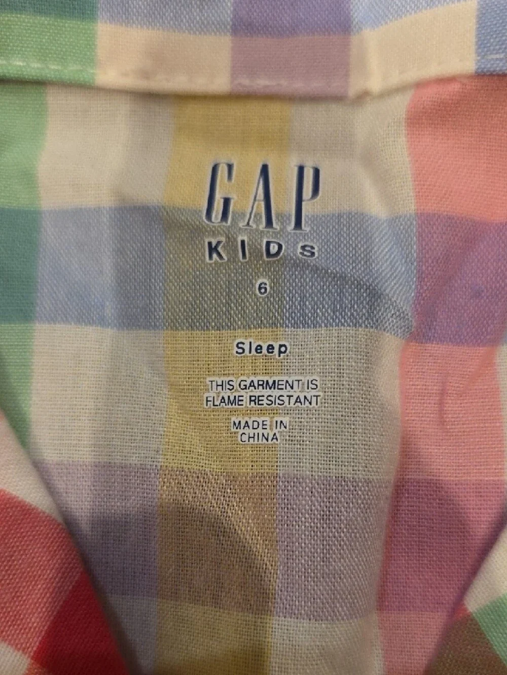 NWOT GAP Pastel Plaid Short Pajama Set SIZE 6